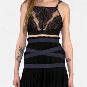 Soma Breathtaking High Neck Sheer Black Tattoo Lace Bralette Sz M